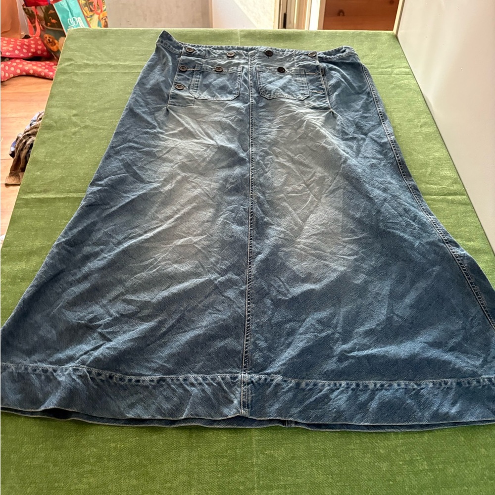Jeanology Casual Blue Denim A-Line Maxi Skirt